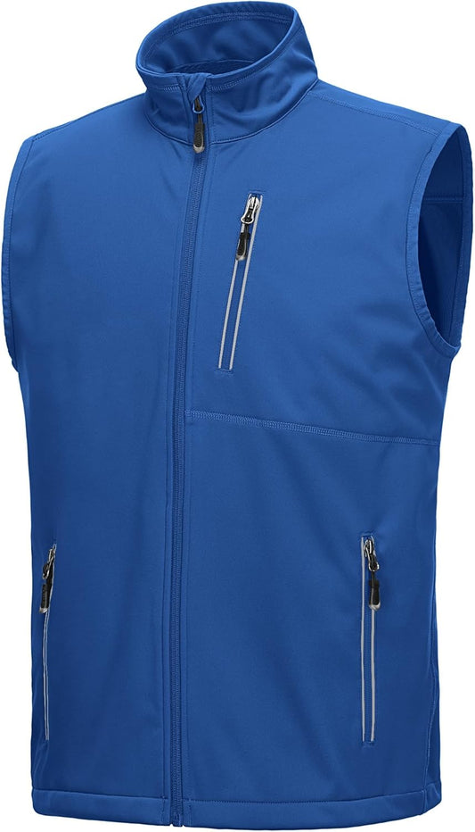 33,000ft Men's Windproof Lightweight Golf Vest Outerwear with Pockets, Softshell Sleeveless Jacket for Running Hiking Sports