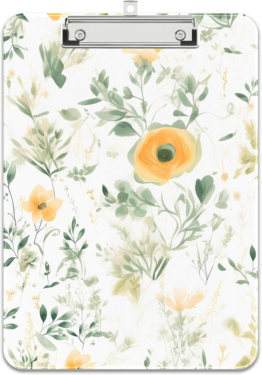 Rimilak Plastic Clipboards with Metal Clip, A4 Letter Size 9 x 12.5 in, Office Decorative for Students Women Men and Kids, Cute Custom Pattern, Green Plants