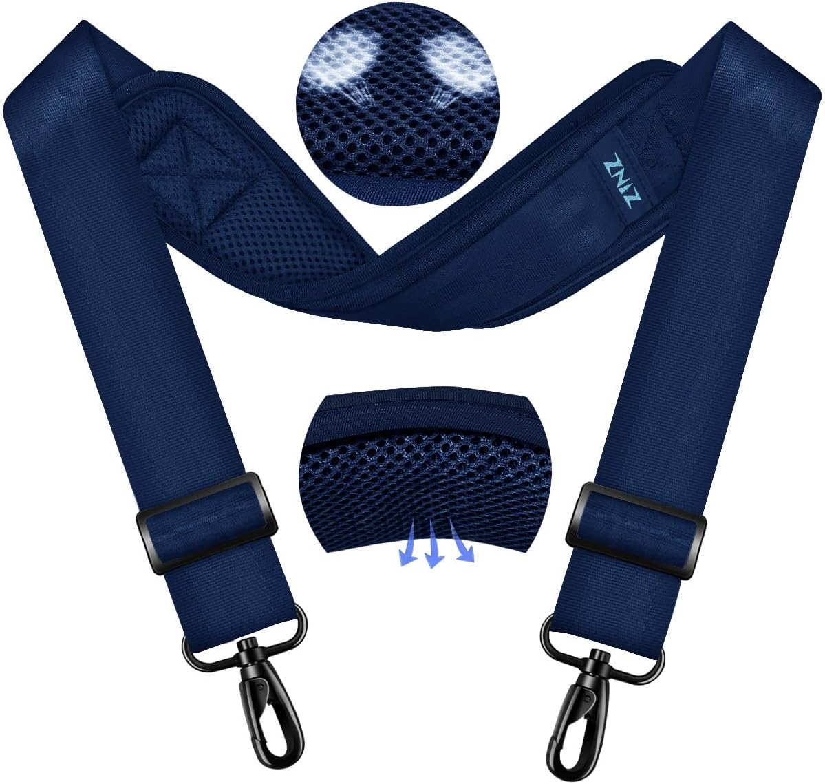 ZINZ 79.5" Universal Strap with Ultra-Thick Fixed Breathable Pad - Adjustable Heavy-Duty Shoulder Strap for Laptop, Crossbody, Luggage, Gym, Camera Bag and More - D01B01