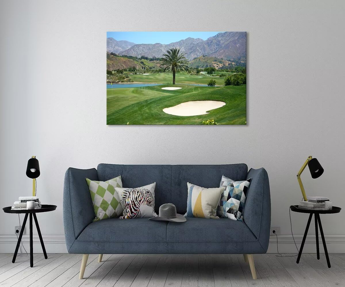 Los Angeles California Golf Course Wall Art for Living Room Bedroom Bathroom Home Decorations Los Angeles Golf Course Picture Poster Framed Artwork Canvas Prints Ready to Hang(12''H x 16''W)
