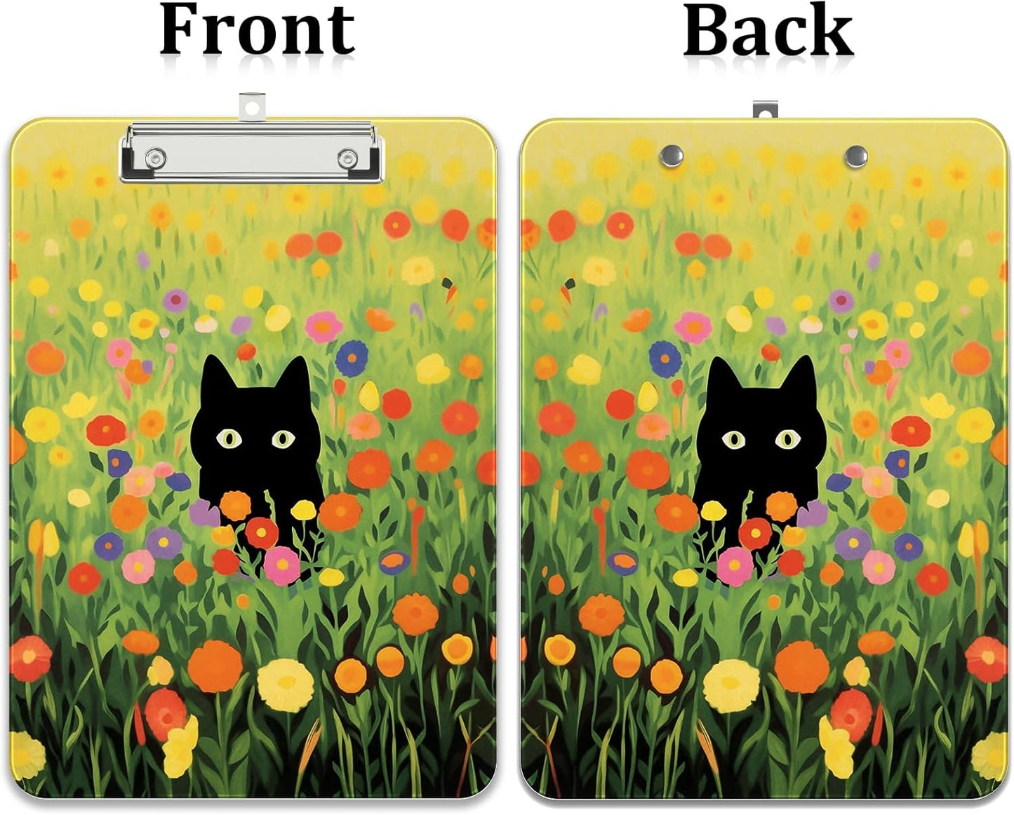 Rimilak Plastic Clipboards with Metal Clip, A4 Letter Size 9 x 12.5 in, Office Decorative for Students Women Men and Kids, Cute Custom Pattern, Green Grass Cat