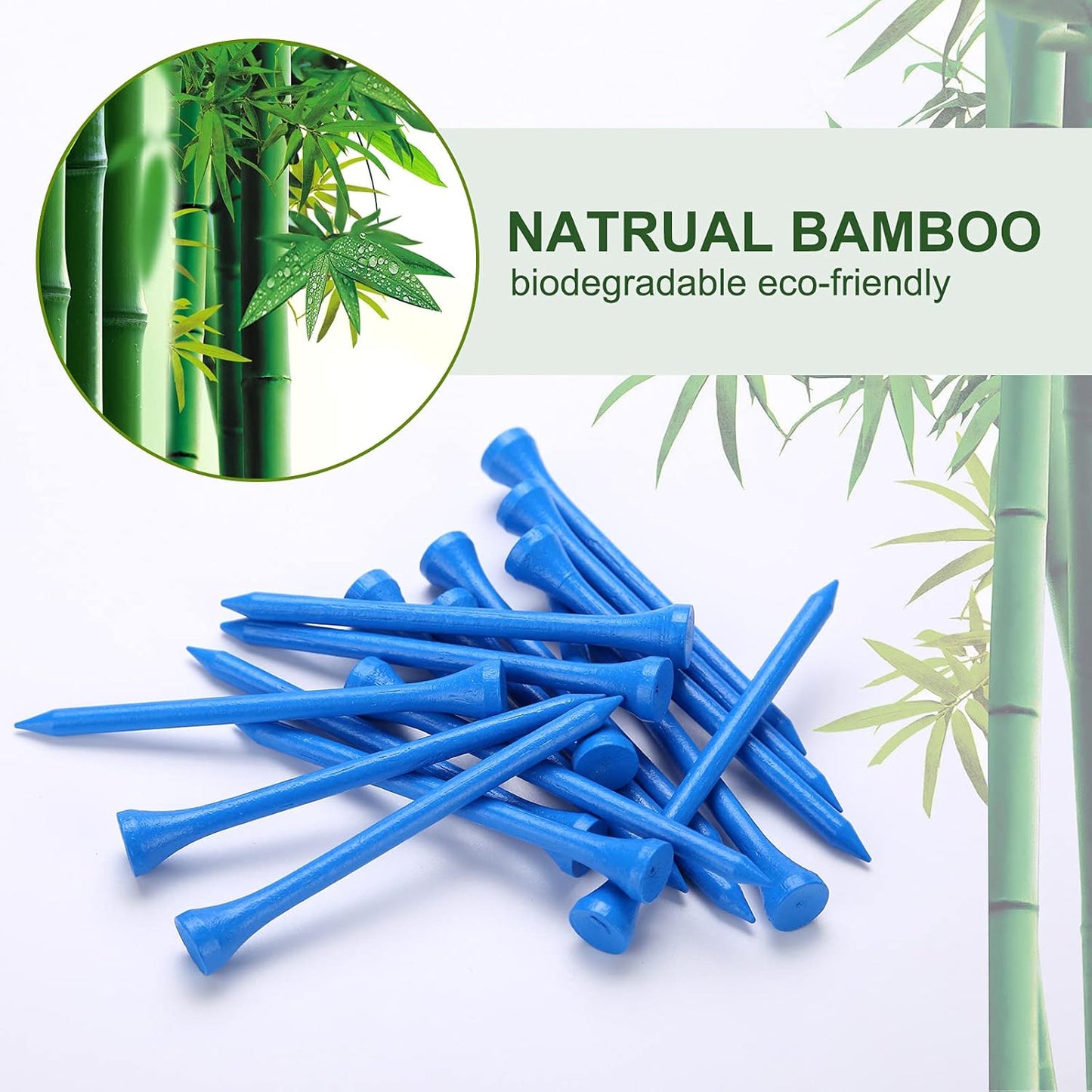 Golf Tees Durable Bamboo Tees 100Pcs 100Pcs 3-1/4" Friendly Biodegradable Material Reduce Friction Side Spin More Stable