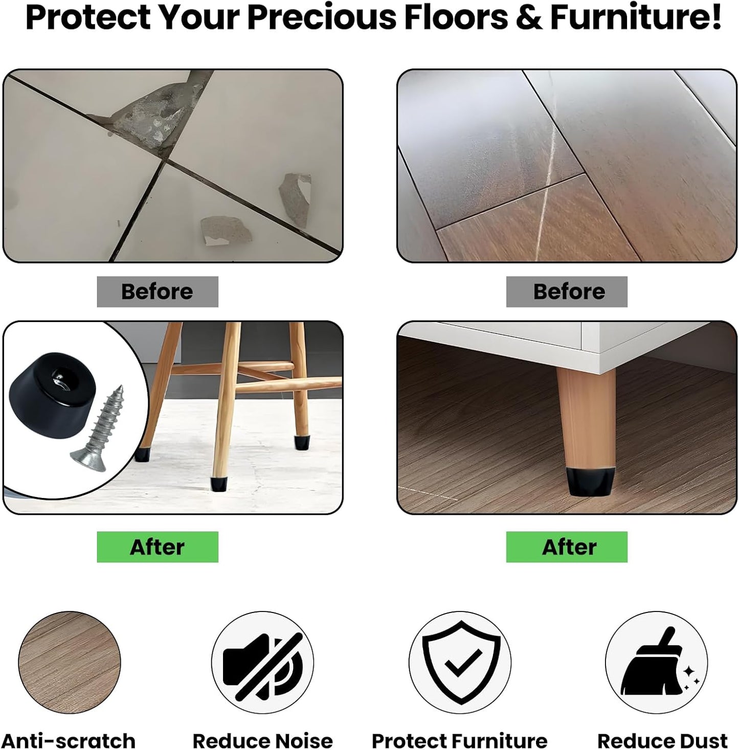 8 Pcs Rubber Bumper Feet, (0.5" H X 1" W) Furniture Table Amplifier Speaker Pads, Round Cutting Board Rubber Feet with Screws, Black Rubber Feet for Amplifier Speaker Cabinet Furniture Cutting Board