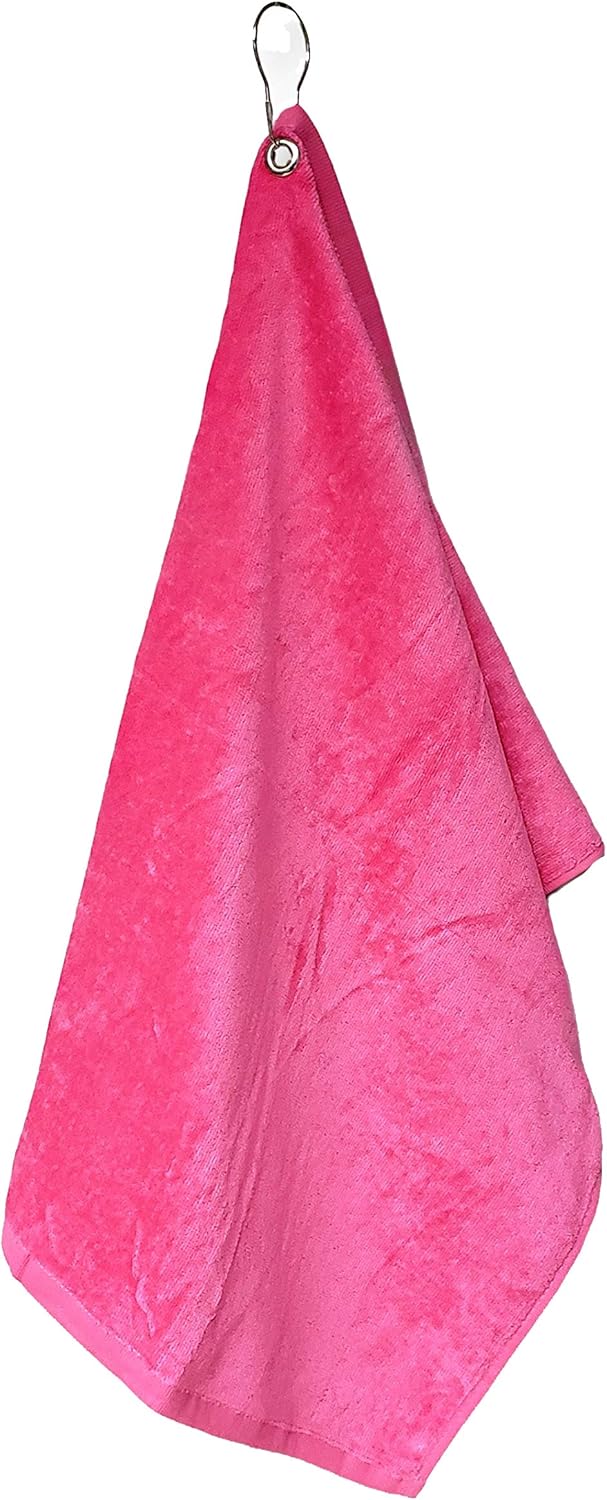 Cotton Golf Bag Towel with Clip (Pink)