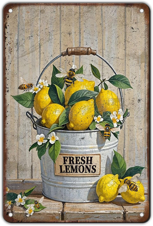 Funny Welcome Lemon Tin Sign 12x8 Inch Yellow Lemon Home Sweet Home Lemon Outdoor Street Metal Tin Tin Sign Home Kitchen Garden Restaurant Man Cave Wall Decor