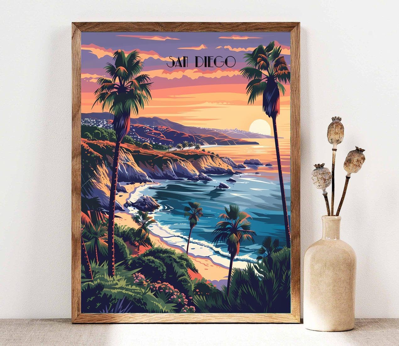 Turnip Designs 8X10 Unframed San Diego California Retro City Urban Landscape Art Print Poster Illustration Home Decor RC018