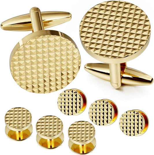 HAWSON Silver/Gold Cufflinks for Men with Tuxedo Shirt Studs,Men Accessories Jewelry with Gift Box,Gifts for Family,Best Friend on Wedding Business Birthday Anniversary