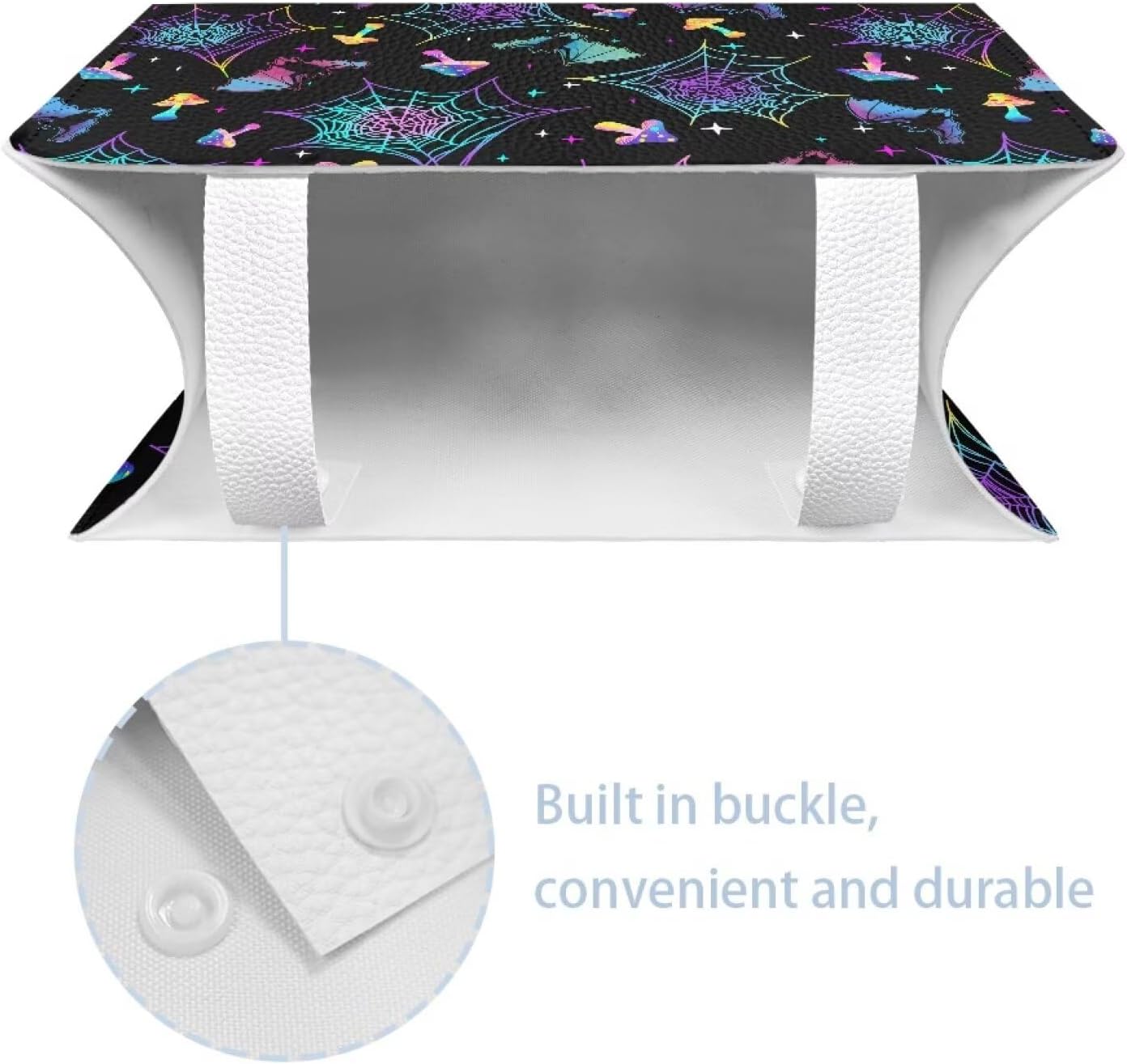 Halloween Bat Tissue Box Cover Rectangular Waterproof Tissue Box Case Organizer with Spider Web Print 9.7"x5.2"x5.12" PU Leather Napkin Dispenser Halloween Decor