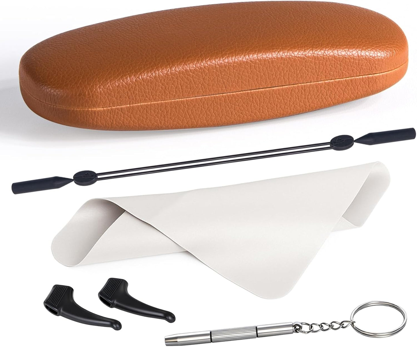 RayLove Glasses Case, Unisex Hard Shell Eyeglass Case, PU Leather Protective Hard Eye Glasses Cases with Eyewear Accessories