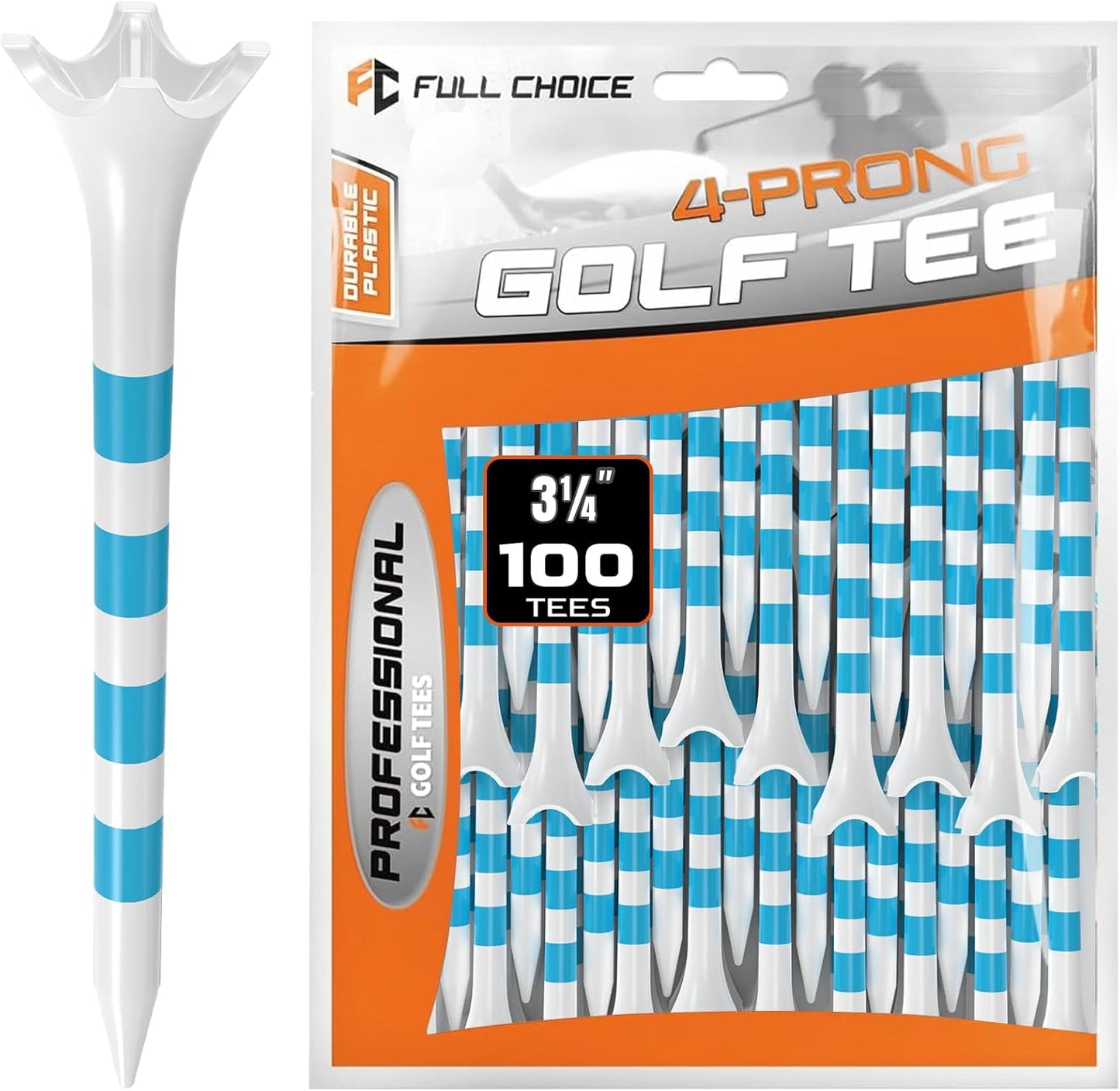 60/100 Pack Plastic Golf Tees (2-3/4"or 3-1/4"), Enhanced Durability & Stability, Designed to Reduce Friction and Side Spin
