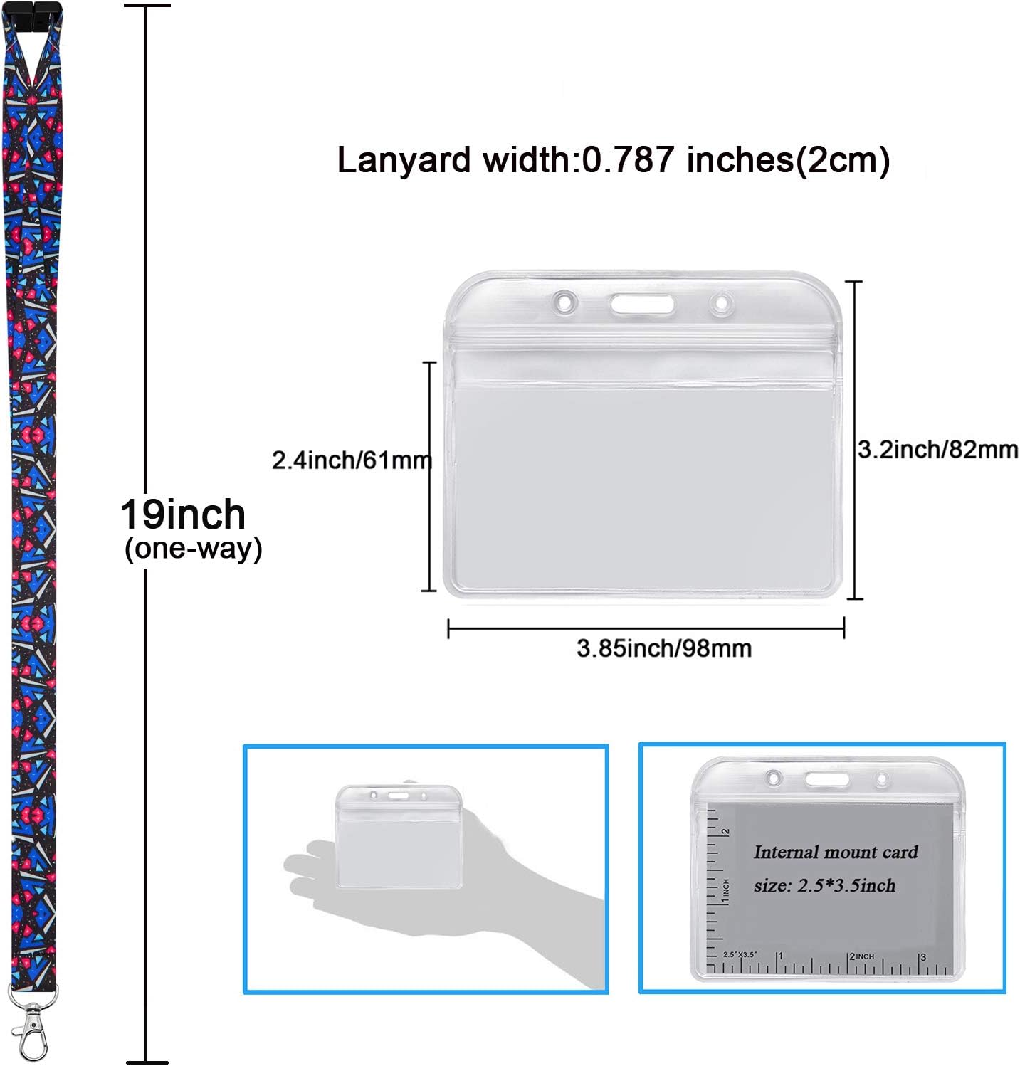 YOUOWO 6 Pack Printed Lanyards with Horizontal ID Badge Holder for Cruise Keys Women Kids Ship Card,Breakaway Office Neck Safety Lanyard with Patterns