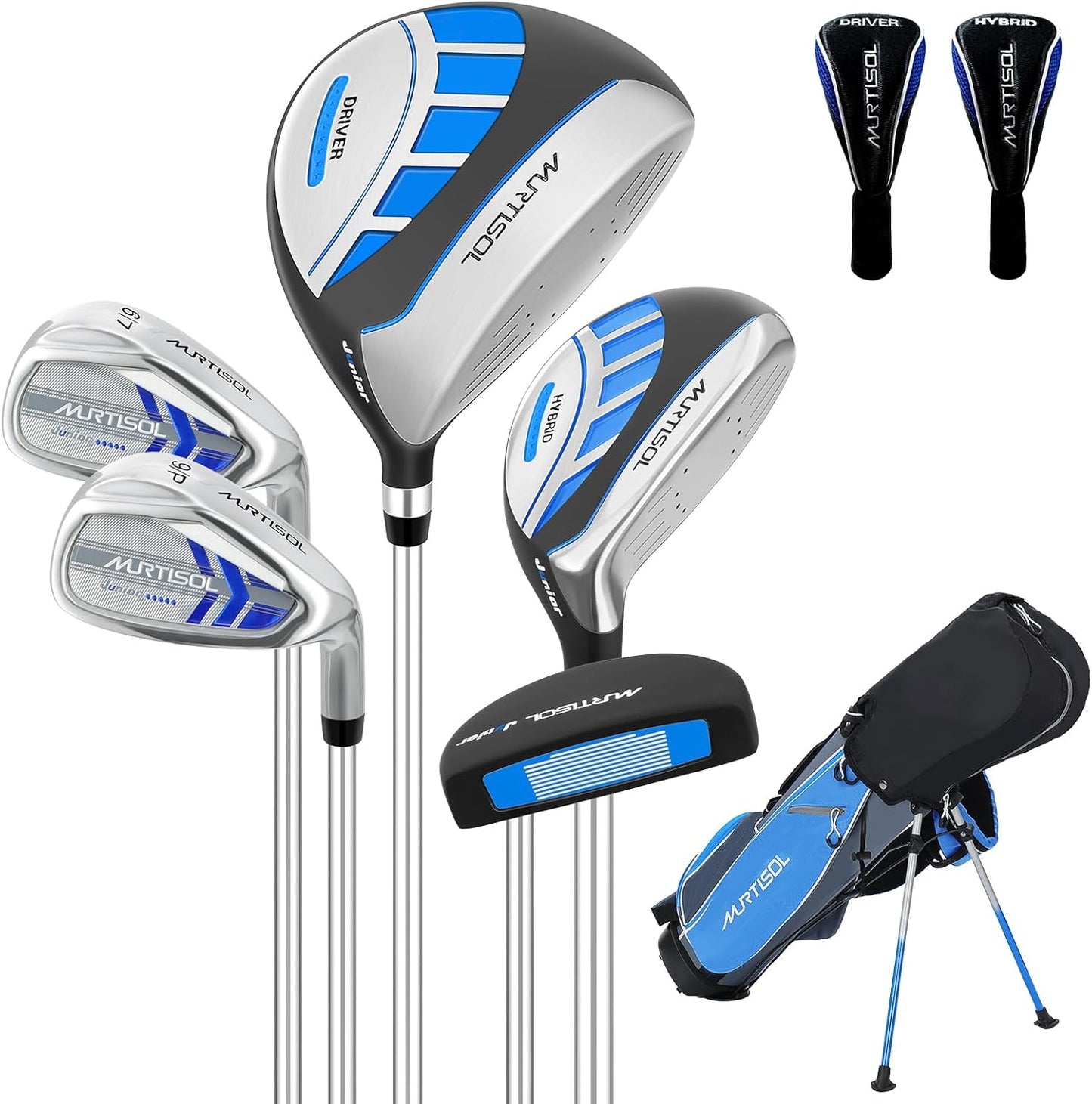5/6 Pieces Kids Golf Club Set, Junior Golf Club Set Ages 4-12 Includes Stand Bag, 1# Drive, 5# Hybrid, 6/7#, 9/P# Irons and Putter Right Hand for Boys Girls