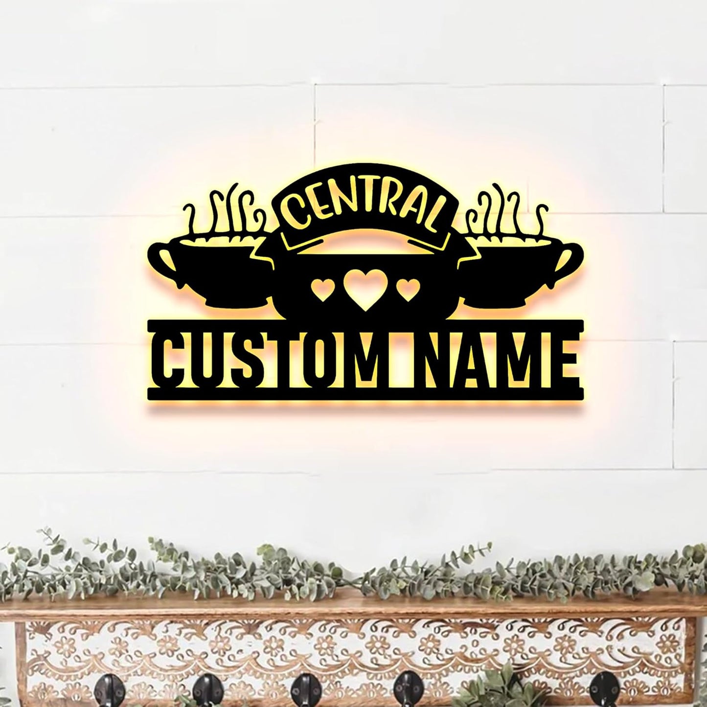 Custom Friends Coffee Central Wall Decoration, Gift For Coffee Lovers, Laser Cutting Metal Sign, Outside Wall Hanging, Home Decor, Birthday Gift, Christmas Gift