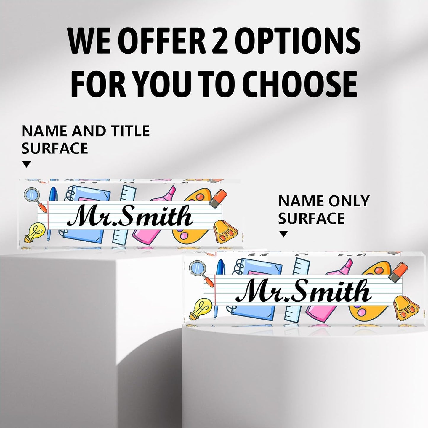 Teacher Name Plate for Desk, Acrylic Desk Name Plate Personalized Office Desk Decor, Teacher Appreciation Gifts The Office Gifts for Teacher