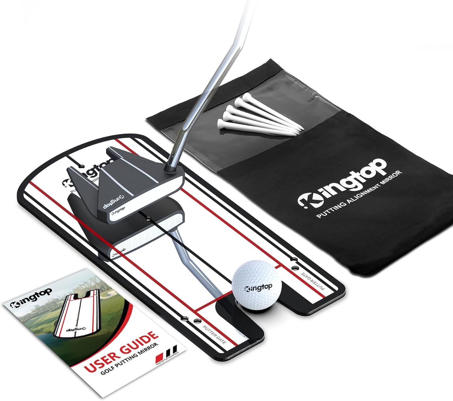 KINGTOP Golf Putting Mirror - Alignment Putting Training Aids for Consistency & Accuracy - Ideal for Indoor | Outdoor Practice, with Carry Bag and Golf Tees