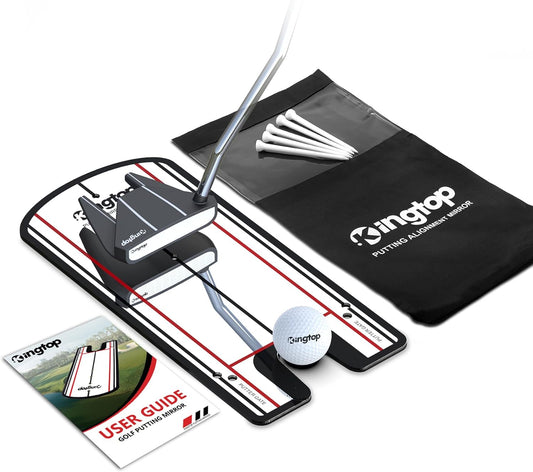 KINGTOP Golf Putting Mirror - Alignment Putting Training Aids for Consistency & Accuracy - Ideal for Indoor | Outdoor Practice, with Carry Bag and Golf Tees