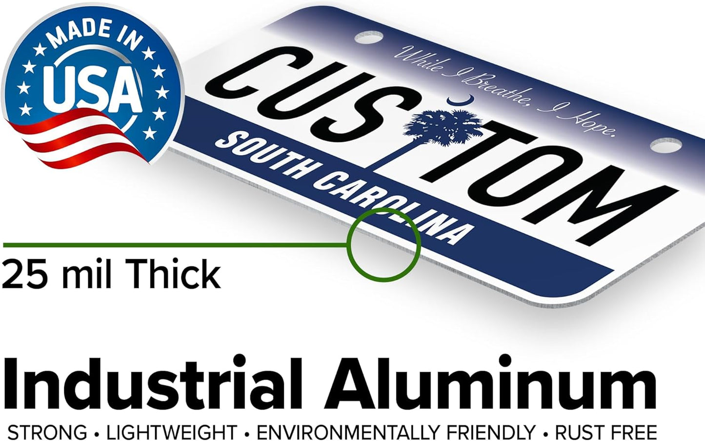 Mini License Plates, Personalized License Plates, Custom for Car, Bikes, ATV, Kids Car, Golf Cart, Jeep, 2x4 Inch, Rust-Free Fade Resistant Aluminum, USA Made by My Sign Center (South Carolina)