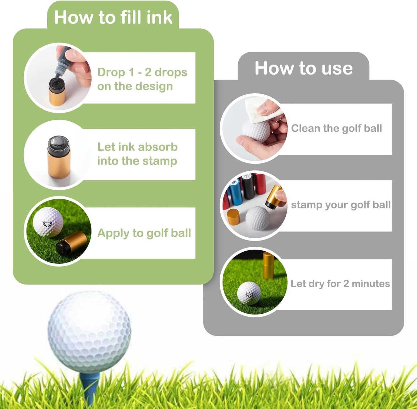 STAMTECH Custom Golf Ball Stamp - Personalized Golf Ball Stamp Markers with Monogram to Indentify Golf Balls, Add a Personal Touch to Your Golf Game(Green)