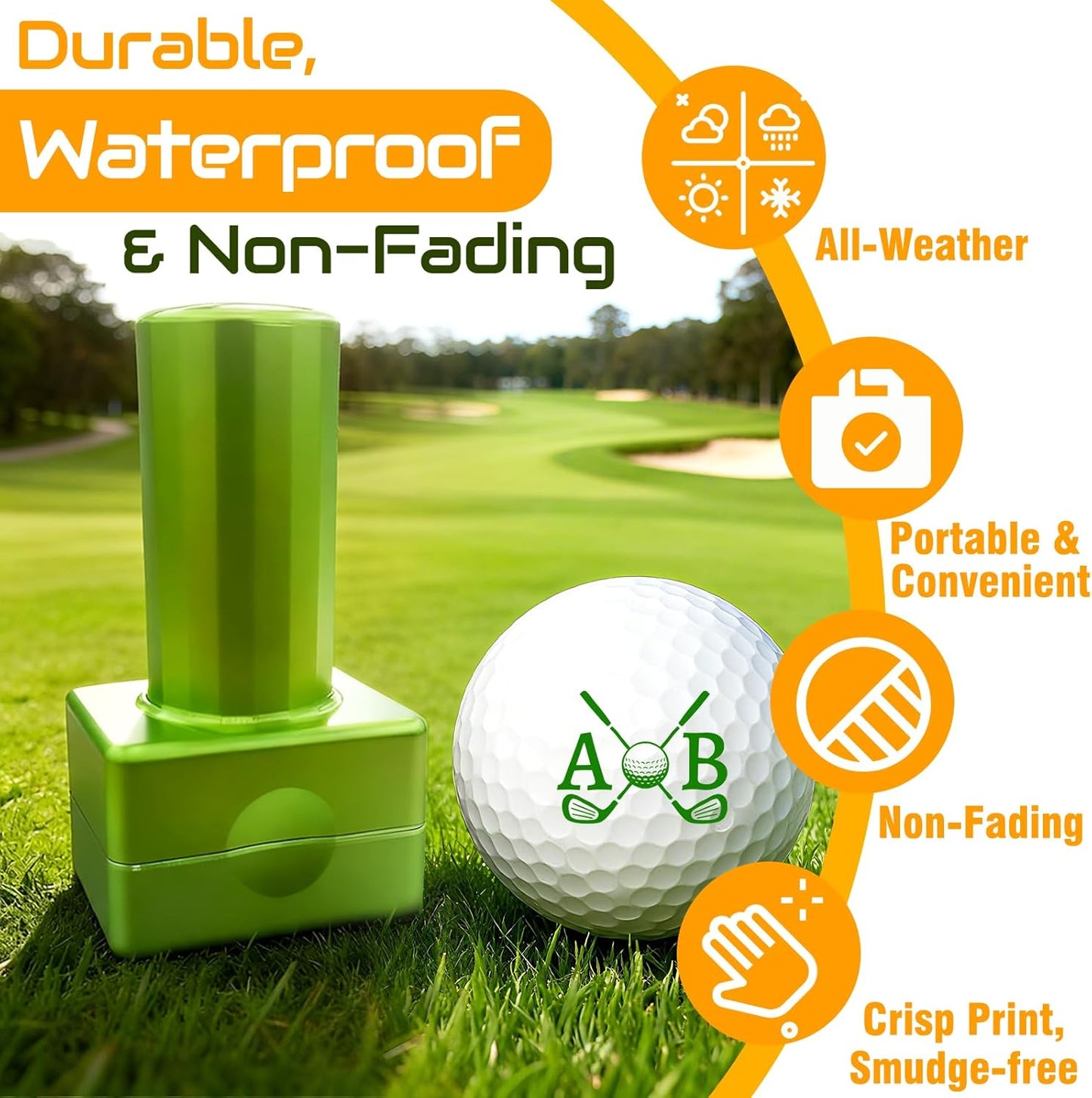 Custom Golf Ball Stamps, Personalized Waterproof Golf Ball Marker with Ink, Customized Golf Accessories Gifts for Men Women Golfer
