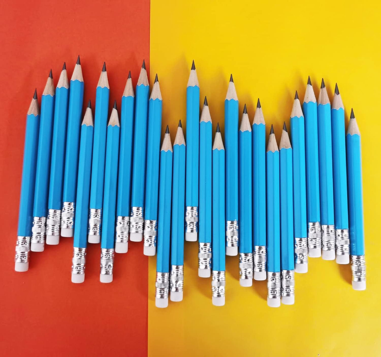 Adhere 25pcs Golf Pencils with eraser Hexagon Wooden Pencils Graphite 2B for Golf Event Scoring,Classroom,Wedding,Company Meetings,Pew, Pocket (z-Light blue・Hexagon・50pcs)