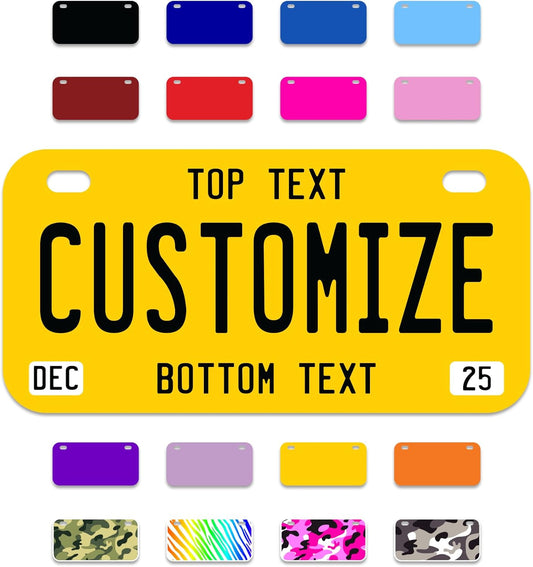 Personalized Mini Plate – 6x3 Custom Tag – Thick .040 Aluminum – Add Name, Text & Corners – Bike, Kids ride-on vehicle, Golf Cart, Kids bicycle Decor – 20+ Colors – Fun Novelty Sign