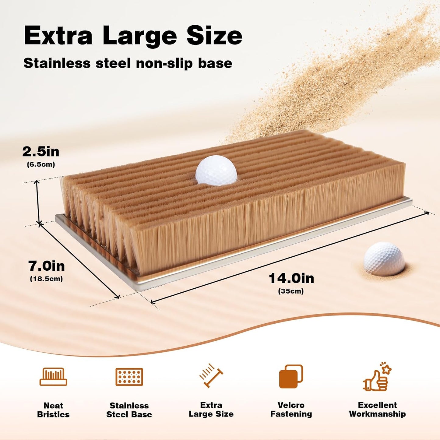 Bunker Practice Mat - Simulates Real Golf Course Bunker, Stainless Steel Base for Stable Indoor Golf Simulator Practice