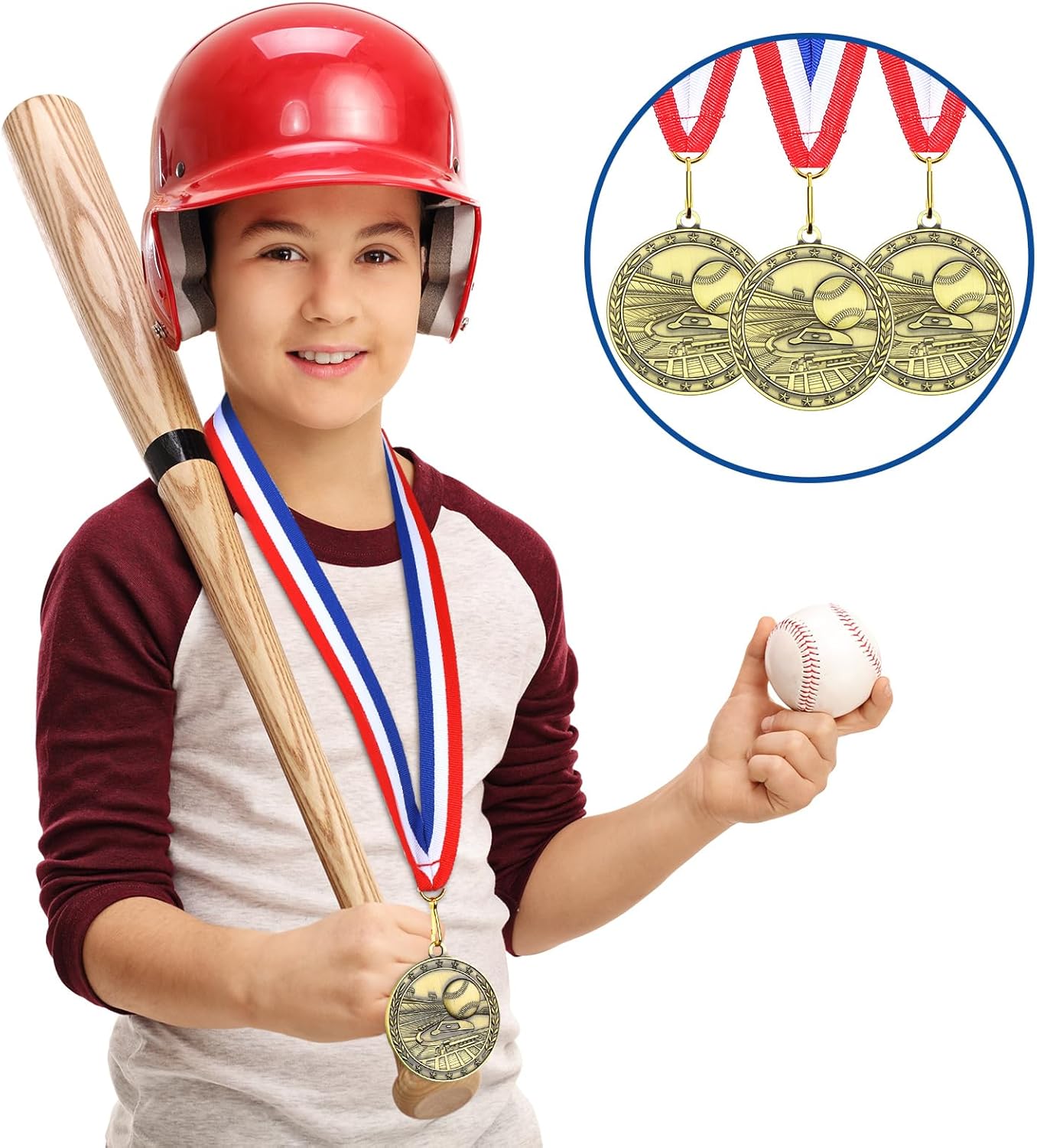 36 Pcs 2'' Gold Medals Bulk Volleyball Football Basketball Soccer Baseball Archery Dink Ball Cheer Track Bowling Awards Medals with Ribbons for Sports Participation Winner Gift