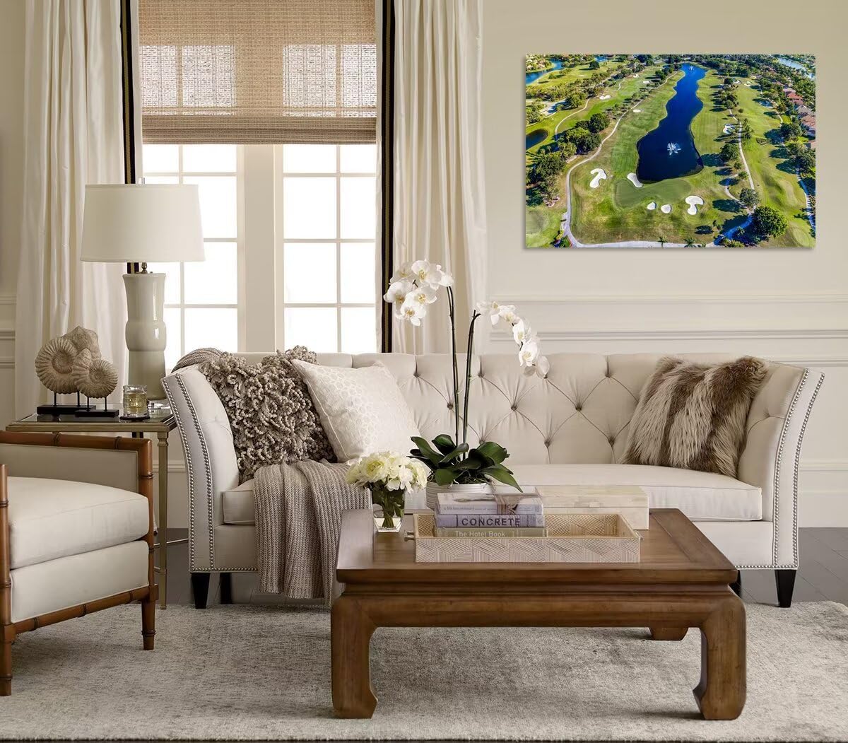 WESTON FL USA Golf Course Wall Art for Office Golf Course Picture Wall Decor for Living Room Bedroom Bathroom Home Decorations Canvas Prints Modern Artwork Framed Ready to Hang(12''H x 16''W)