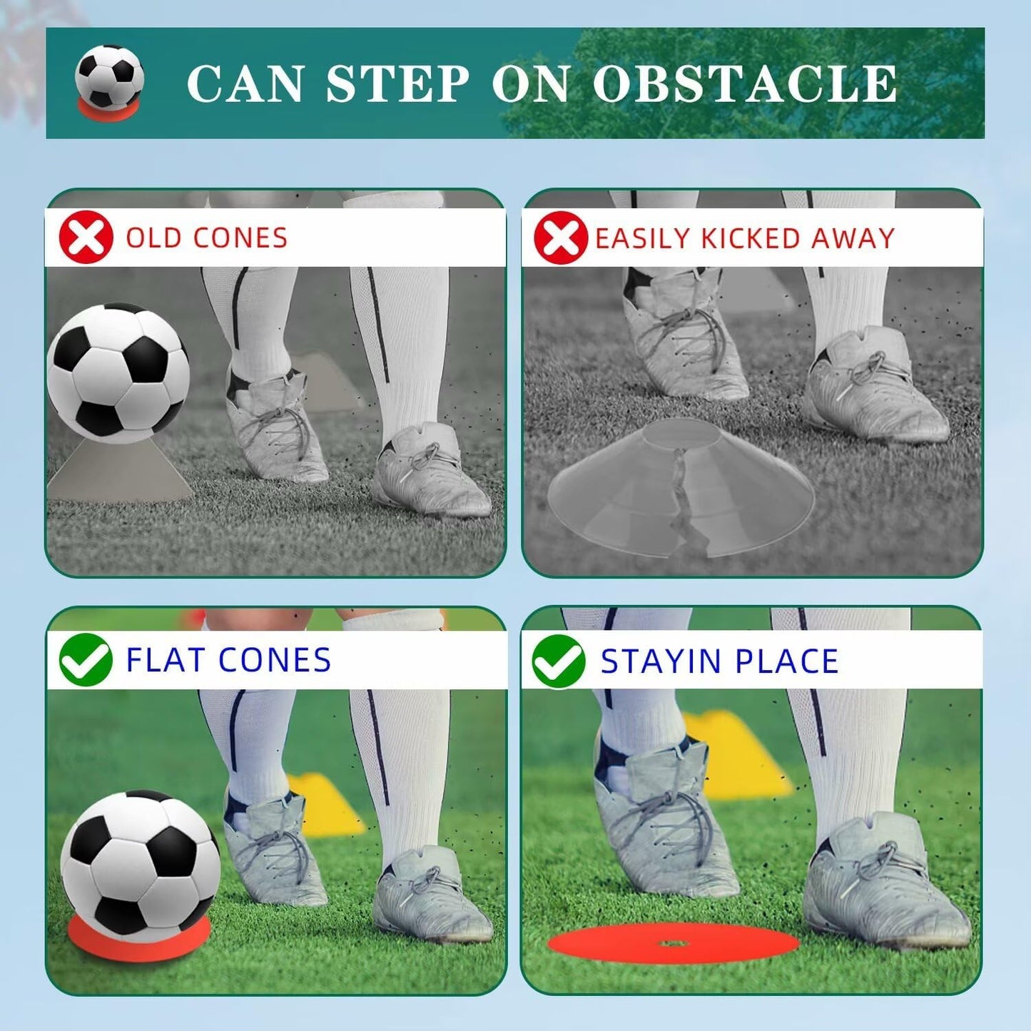 Spot Markers 4.72 Inch 9 Inch Non Slip Rubber Floor Markers Flat Field Cones Poly Dots for Soccer Basketball Sports Speed Agility Training and Drills