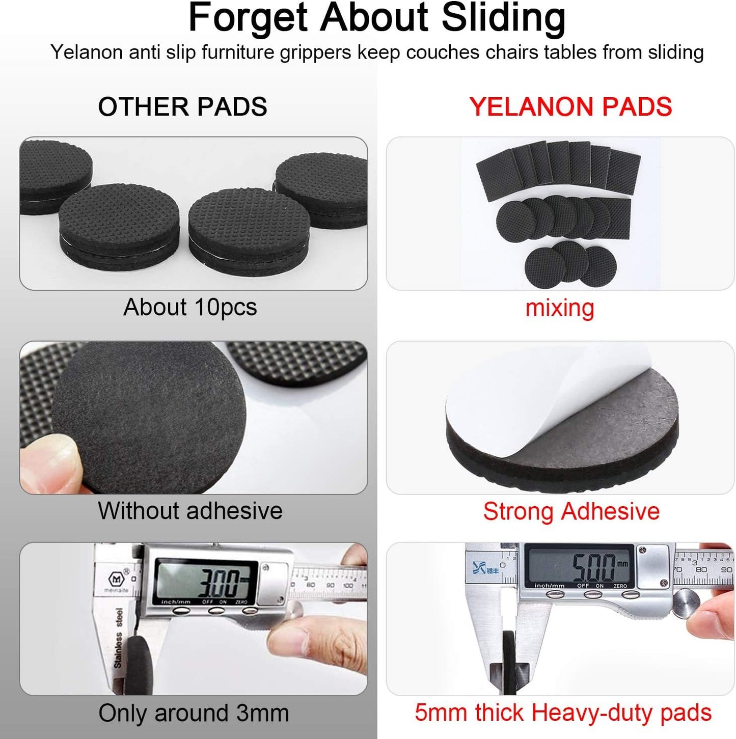 Yelanon Non Slip Furniture Pads -78pcs (1+2+3+4)” Furniture Grippers Hardwood Floors, Non Skid for Furniture Legs,Self Adhesive Rubber Feet, Anti Slide Furniture Protector for Keep Couch Stoppers