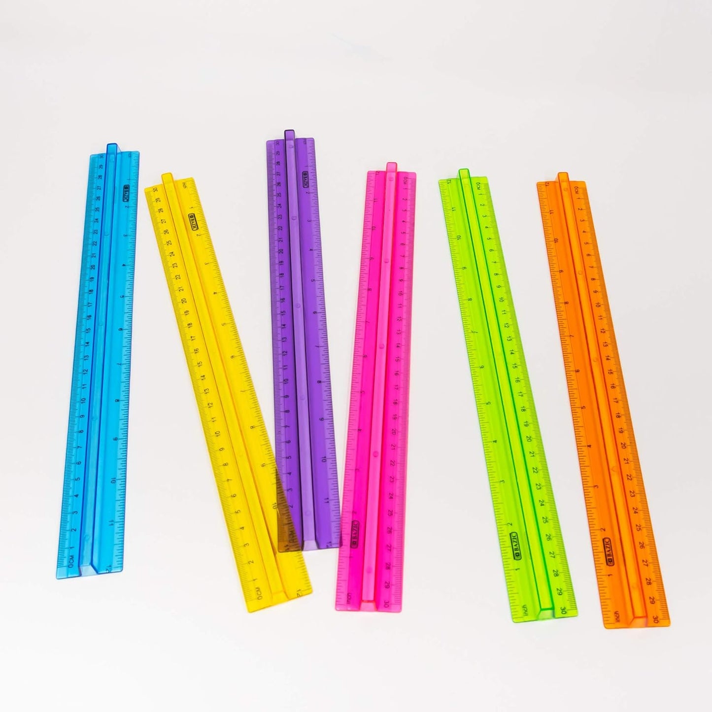 BAZIC Products Plastic Ruler 12" (30cm) w/Handle Grip, Inches Centimeter Metric Measuring Drafting Rulers, 288-Packs