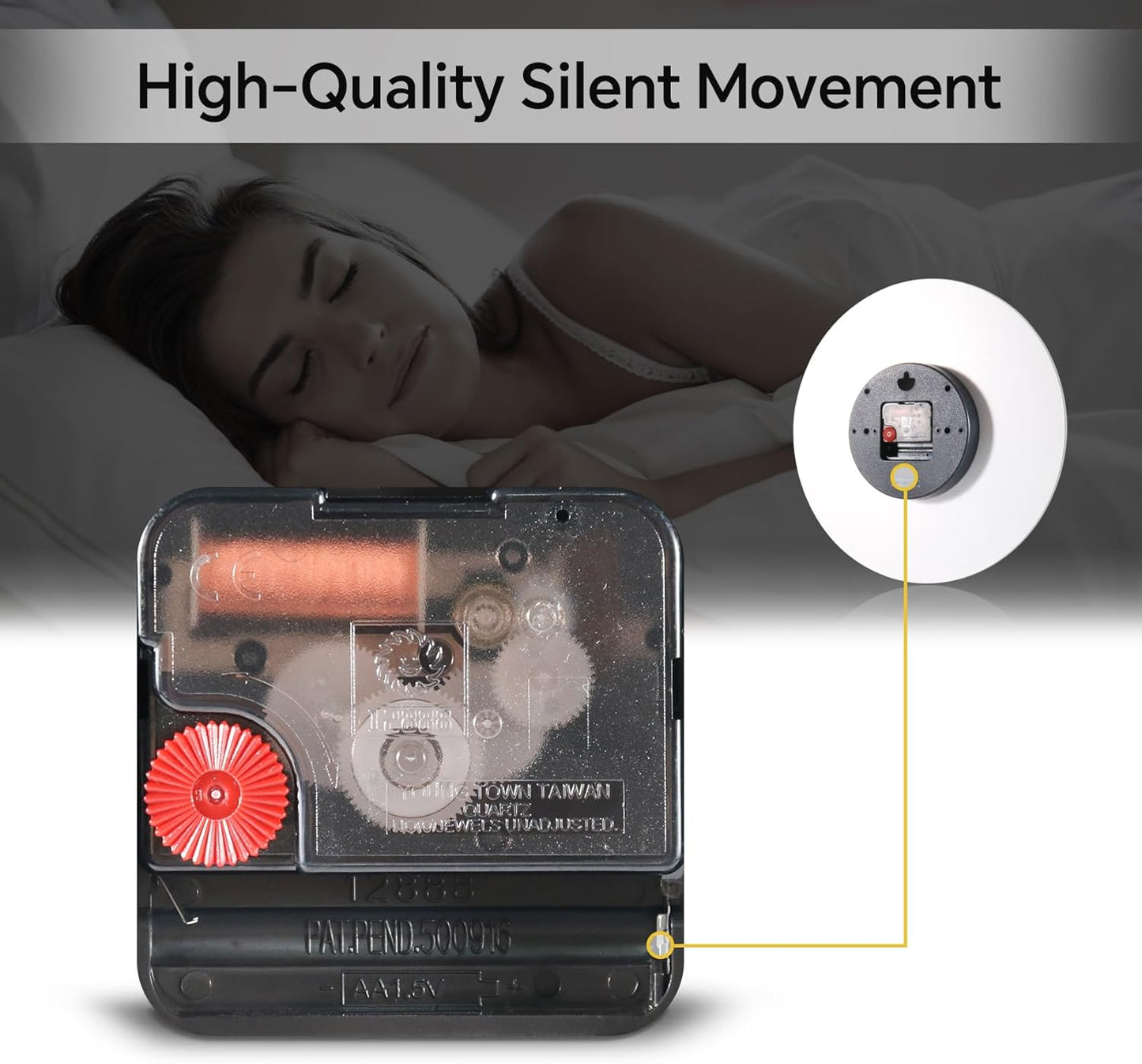 VIKMARI Black Modern Marble Texture Clock Gold Hands Rustic Kitchen Decor 12 Inch Wall Clock Battery Operated Non-Ticking Large Round Quartz Golden Decorative for Office Bedroom, Living Room