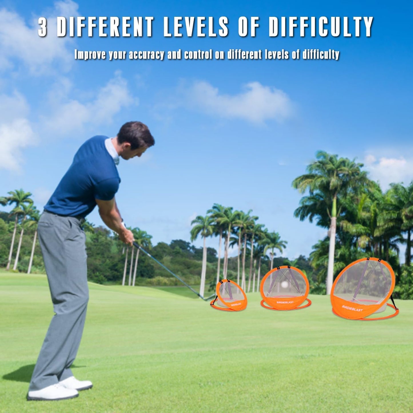 Professinoal Golf Chipping Net with Golf Hitting Mat,12 Practice Foam Balls and 2 Pixing Pins, for Indoor and Outdoor Target Chipping Training