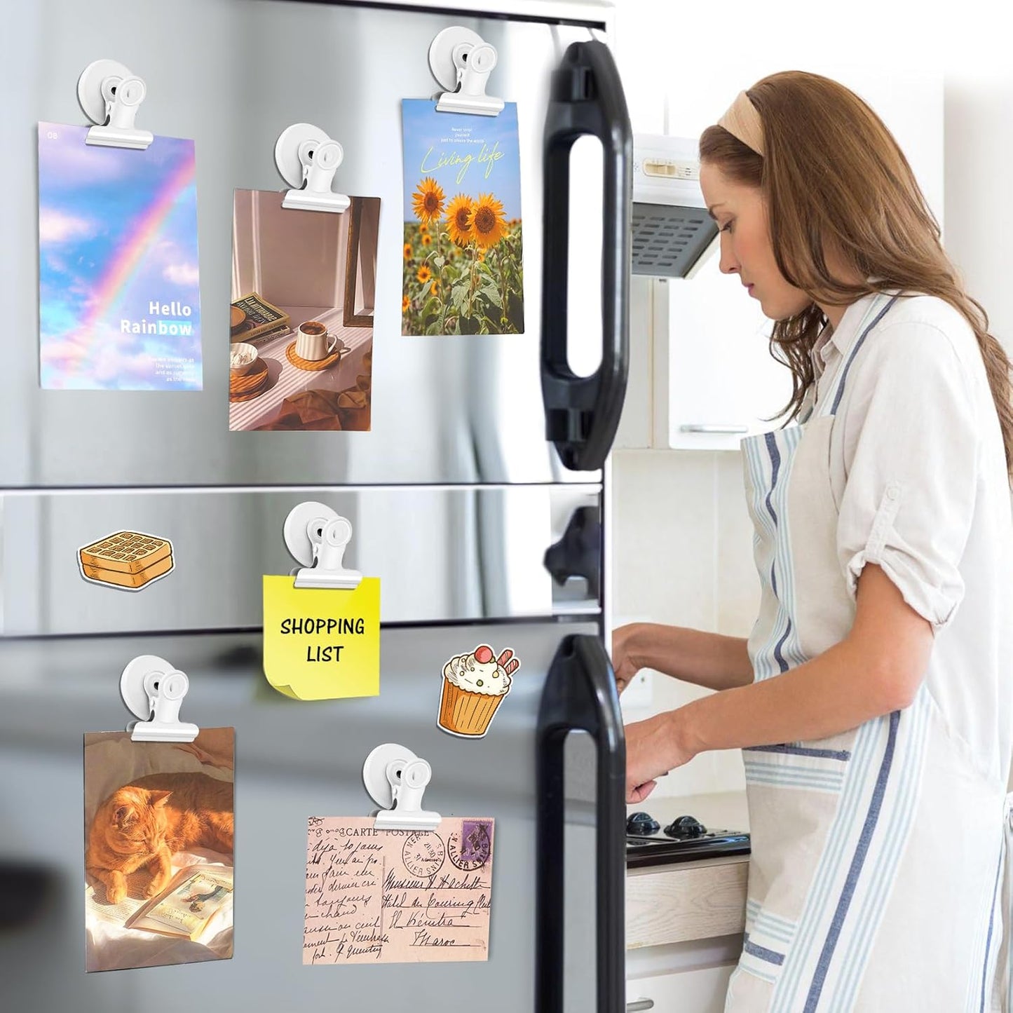 20 Pack Refrigerator Magnets, White Magnetic Clips Whiteboard Magnets, Magnet Clips Heavy Duty Fridge Magnets for Photo Displays, Home, Office, Classroom