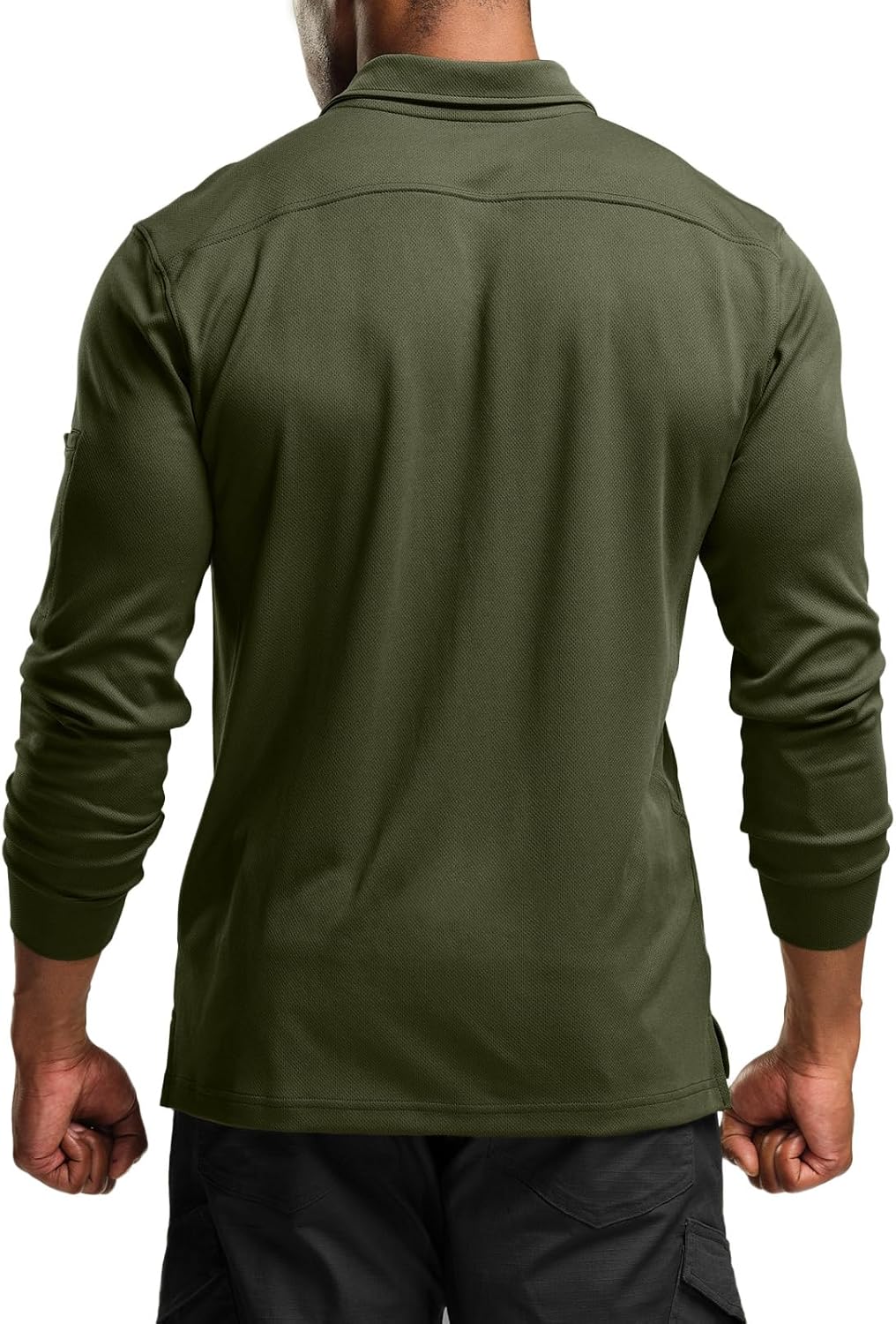 CQR Men's Polo Shirt, Long Sleeve Tactical Shirts, Outdoor UPF 50+ Pique Shirt, Dry Fit Lightweight Golf Shirts
