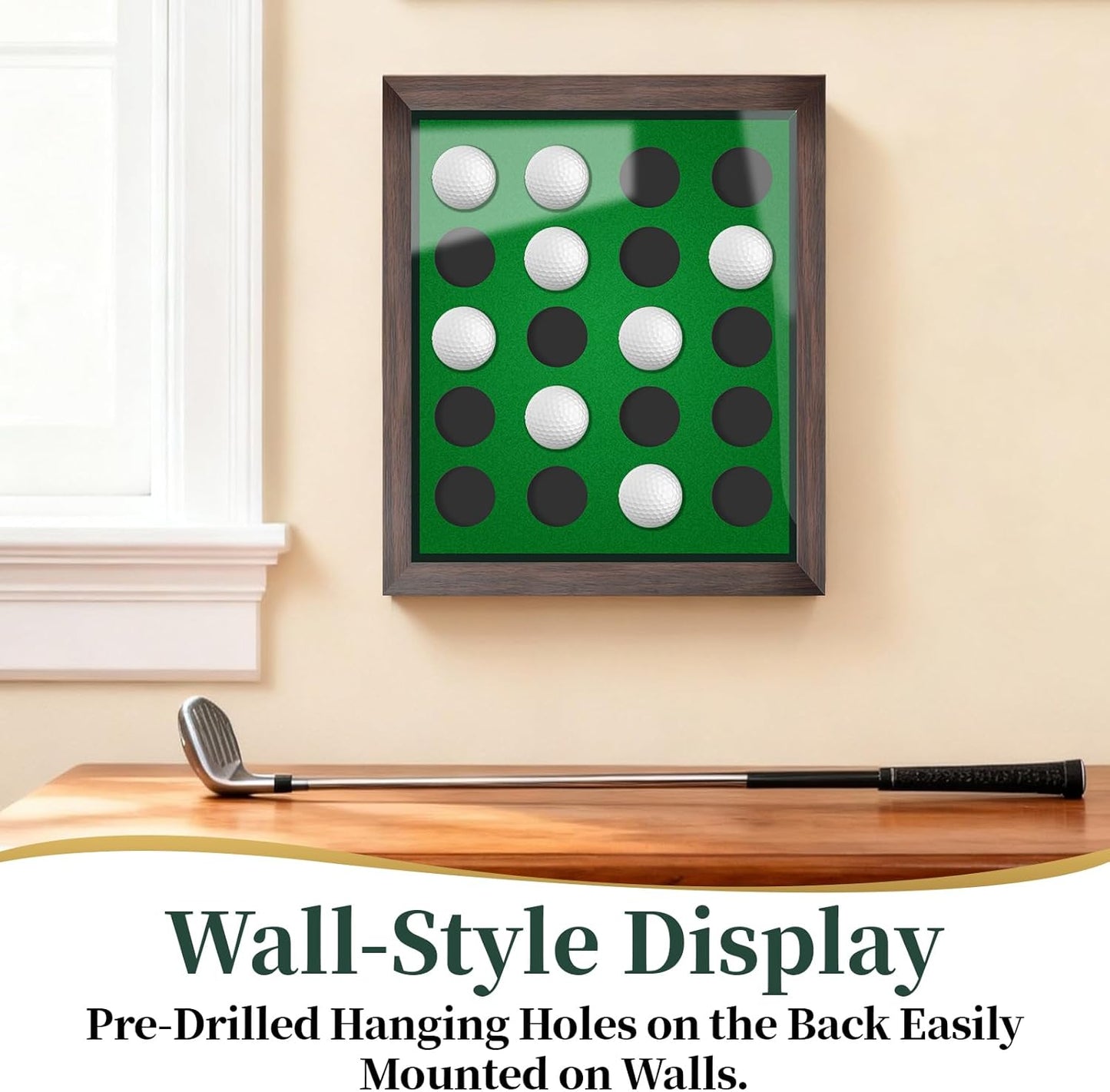 Golf Balls Display Case Frame for 20 Balls, 10.3" x 12.2" Golf Balls Shadow Box for Wall and Tabletop Display , Perfect for Golf Lovers