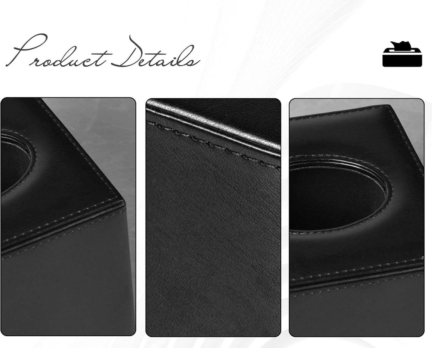 Tissue Box Cover Rectangular Tissue Box Holder for Bathroom (Black)