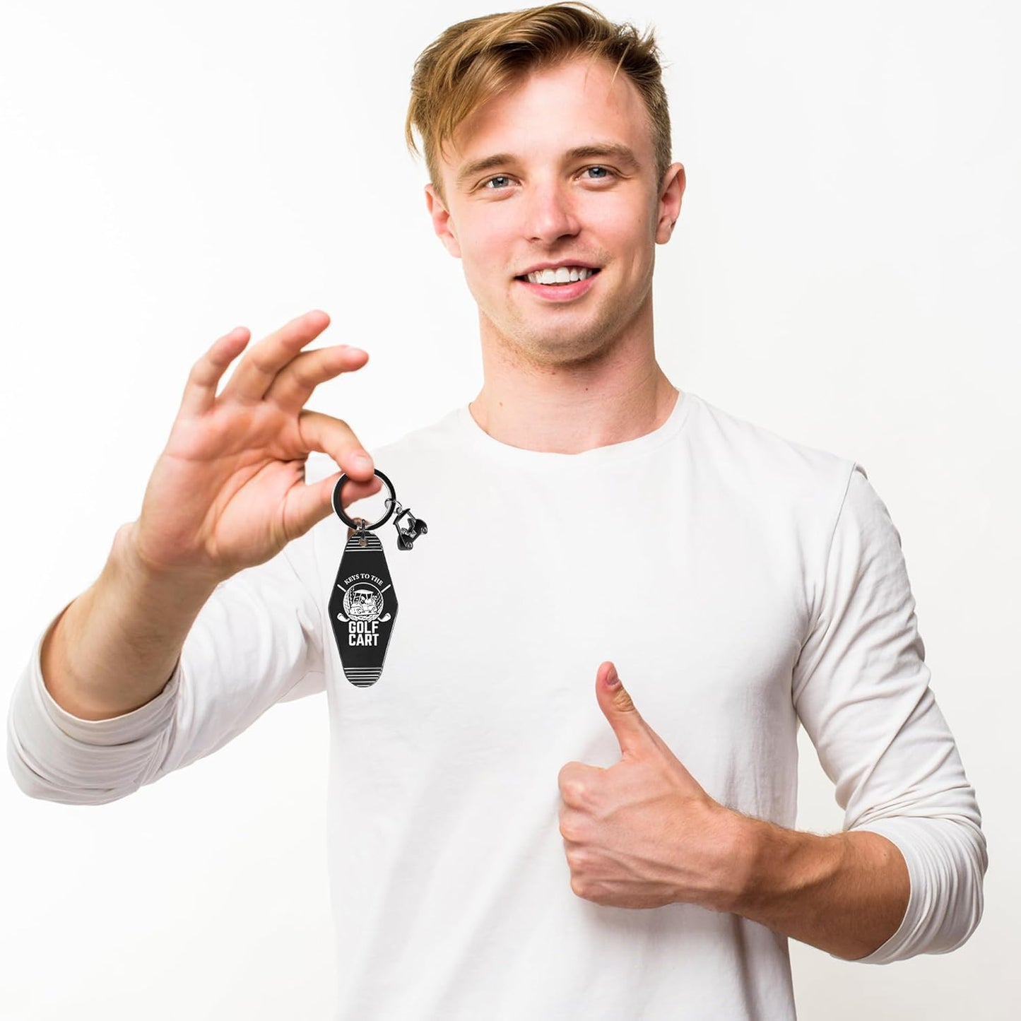 2pcs Golf Cart Keychain for Golfer, Retro Metal Car Accessories, Funny Golf Birthday Gifts Key Ring for Men Father Husband