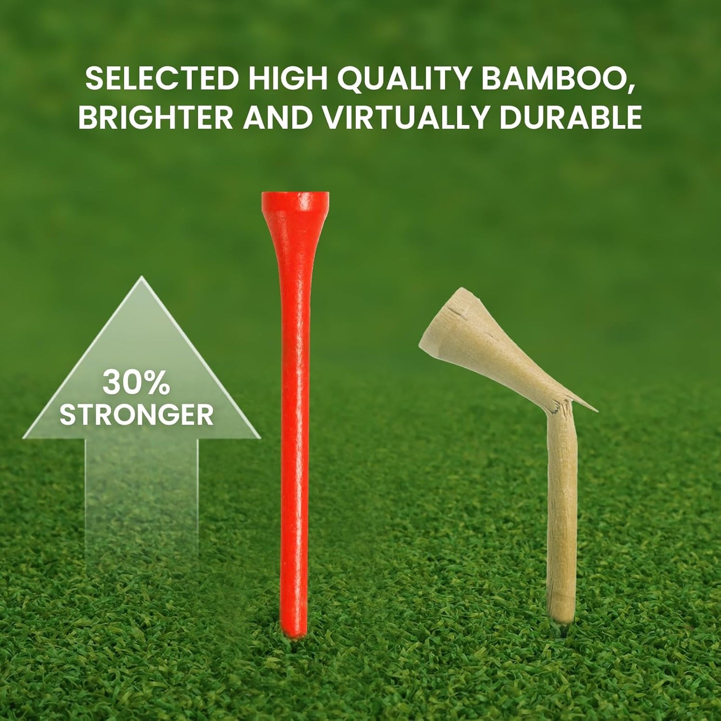 FINGER TEN Bamboo Golf Tees Wood 1 1/2 2 3/4 3 1/4 Inch Wooden Short Long Tee Color Bulk 250/500/1000/2000 Count for Men Women Kids in Red Pink USA Flag