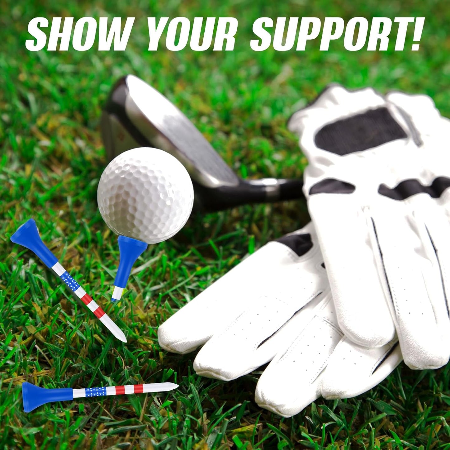 Realspring Plastic Golf Tees Bulk 3 1/4" Unbreakable American Flag Long Golf Tees with Reduce Side Spin and Friction for Men