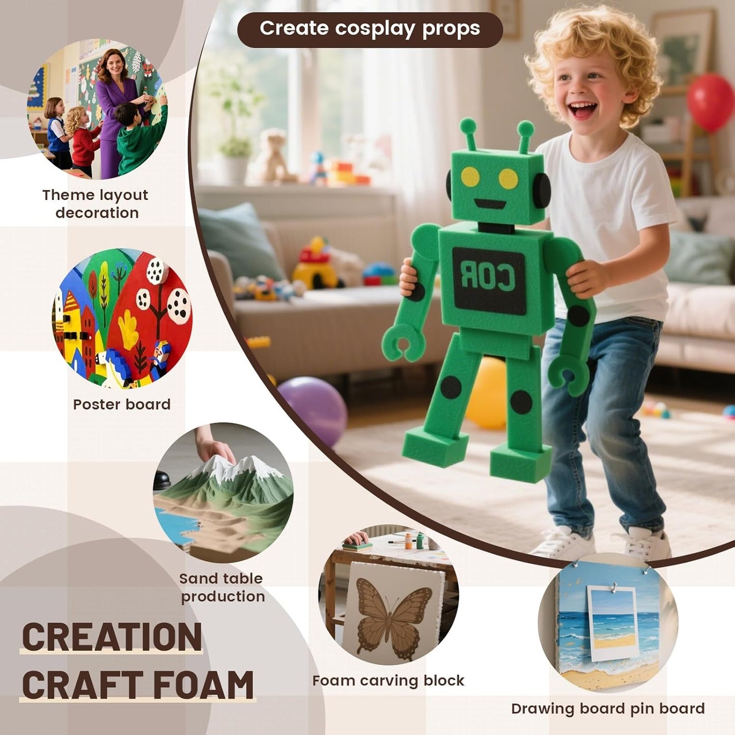 High Density XPS Foam Board,4 Pack 11.7x11.7x0.79in Polystyrene Craft Foam Sheets, Rigid and Easy to Shape,DIY Modeling Art Projects, Party Decoration, Foam Cosplay, Carve,Heat Insulation