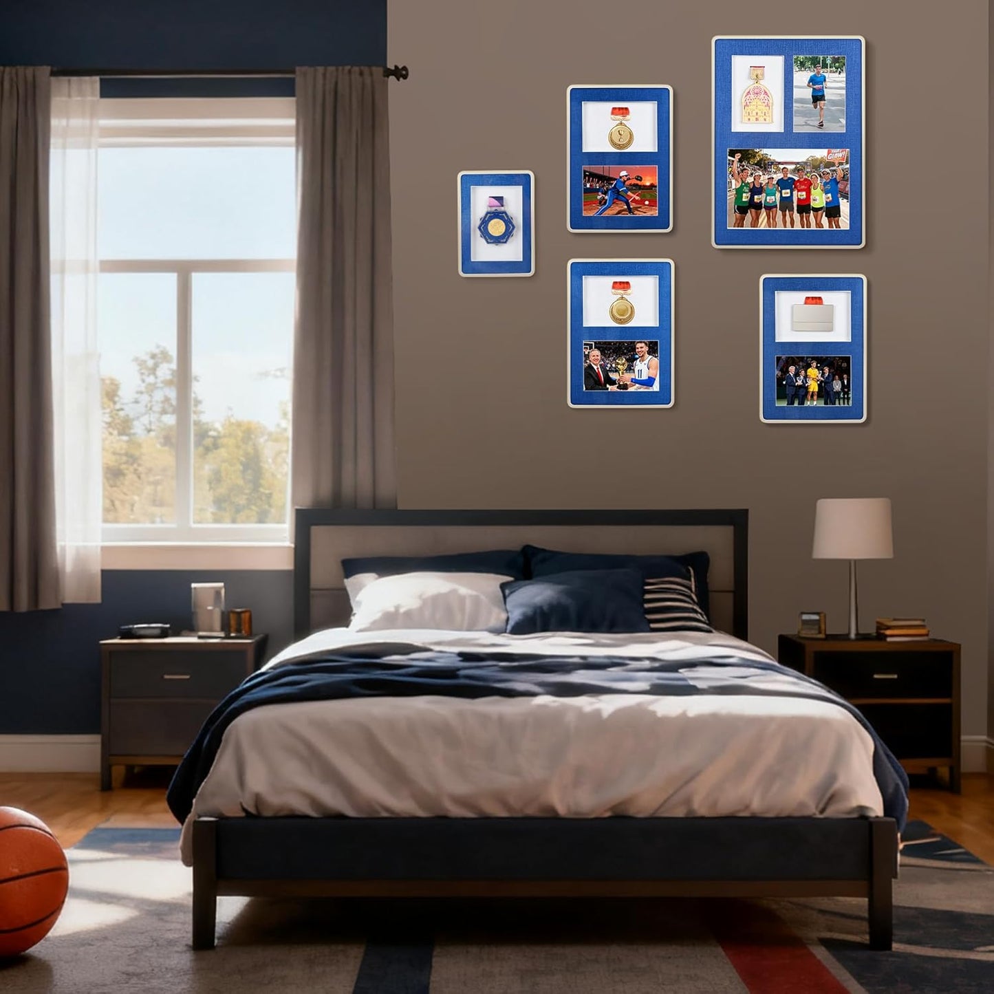 WeChip Medal Display Case, A5 Size 5.8 x 8.3 inches, Wall Mount or Desktop, Aluminum Frame, Single Medal Holder(A5 Size)