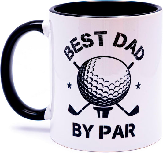 decorluxes Golf Gifts for Dad 11oz Ceramic Mug, Best Dad by Par Mug, Funny Golf Gift for Men, Husband, Gifts for Father’s Day, Birthday (Design 1)
