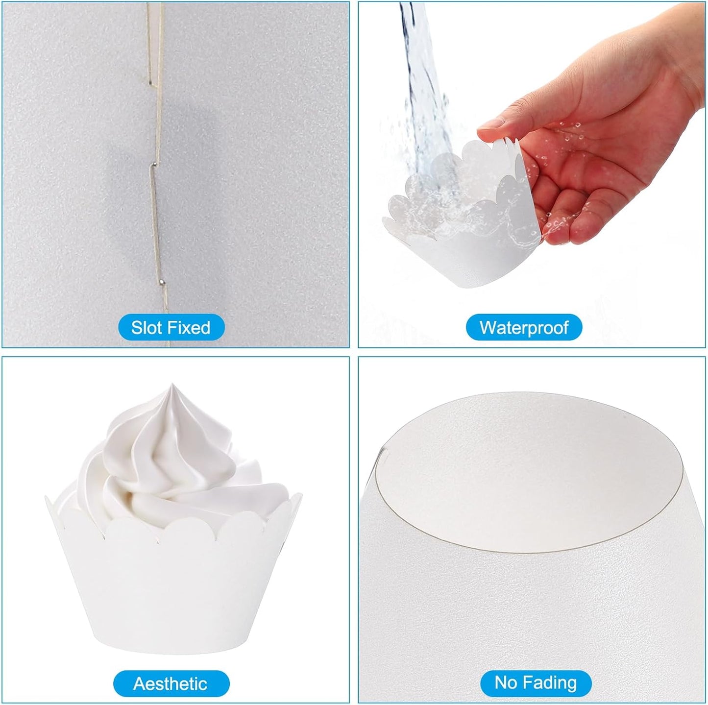 PATIKIL Cupcake Wrappers Paper, 50 Pack Baking Cups Standard Wave Decoration for Anniversary Birthday Weddings and Parties, Beige