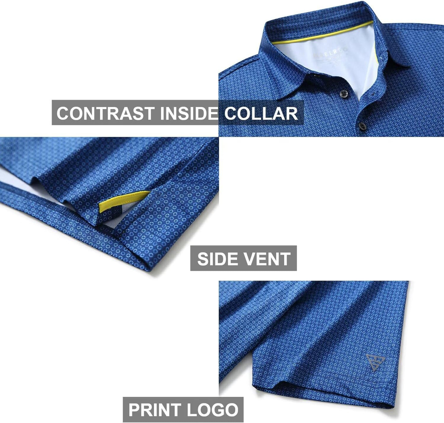 Golf Shirts for Men Dry Fit Short Sleeve Print Performance Moisture Wicking Polo Shirt