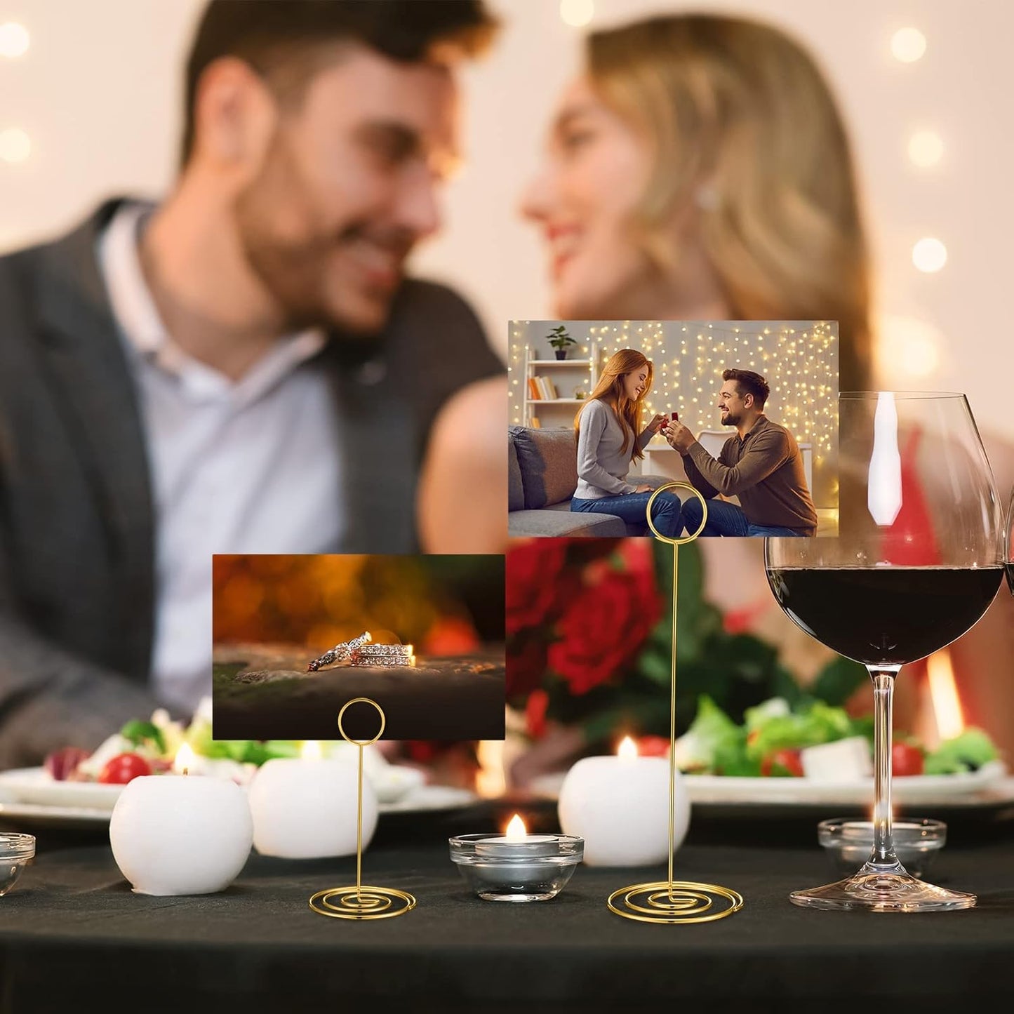 Teling 36 Pieces Table Number Holders 3 Size Place Card Holder Name Numbers Menu Memo Note Card Picture Photo Clip Stand Table Sign for Wedding Anniversary Party Display(Gold)