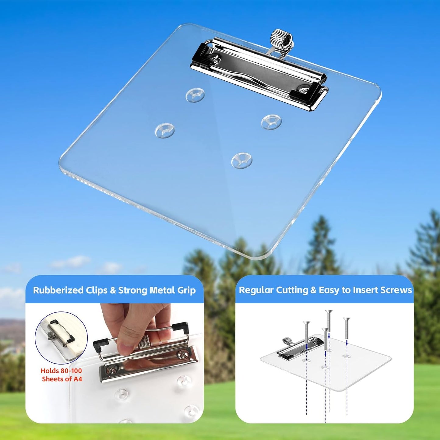 Archerest Golf Cart Steering Wheel Scorecard Holder with Pencil Holder for Club Car/EZGO TXT& RXV/Yamaha G29/Icon I40/Star Car/Excar and Other Most Golf Carts Clear 5mm Thick Acrylic