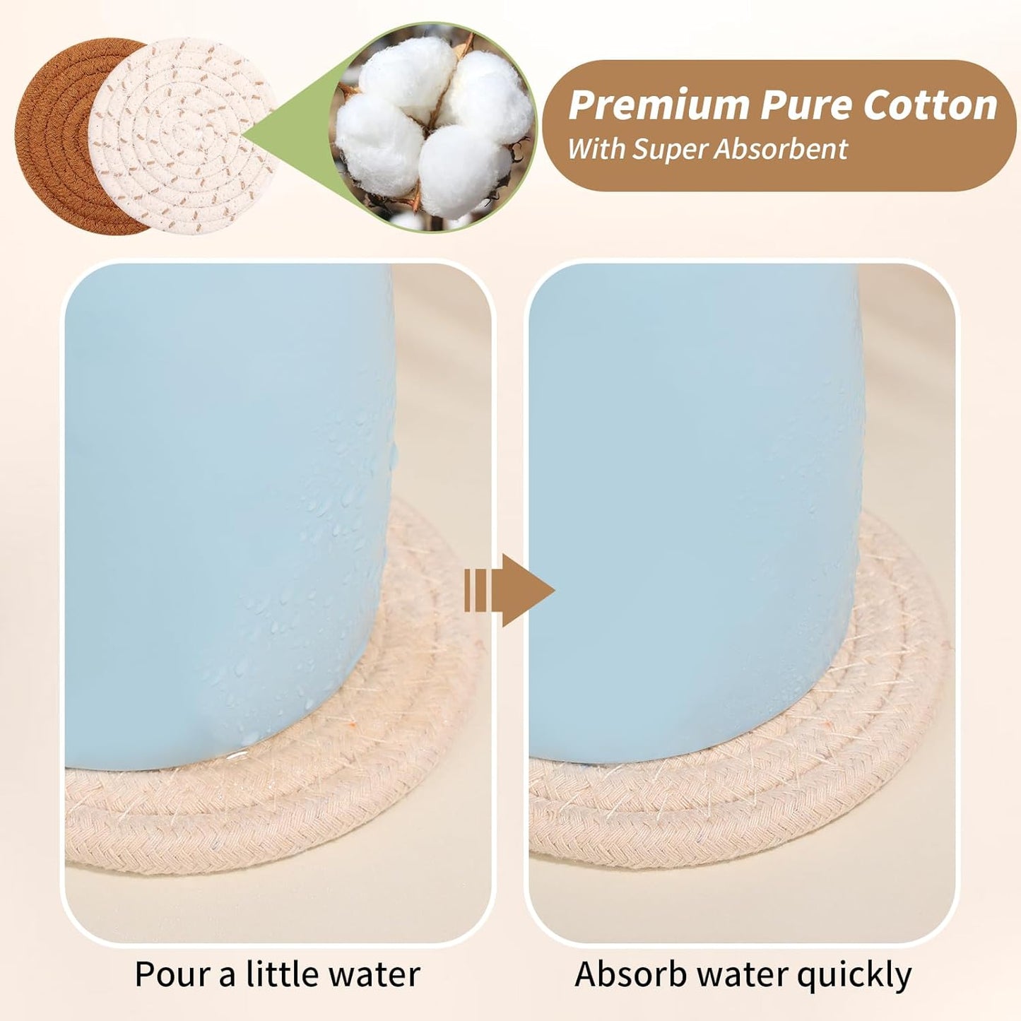 Mckanti 10 Pcs Drink Coasters with Holder, 5 Colors Absorbent Coasters for Drinks, Minimalist Boho Coasters Cotton Woven Coaster Set for Home Decor Tabletop Protection Suitable for Kinds of Cups