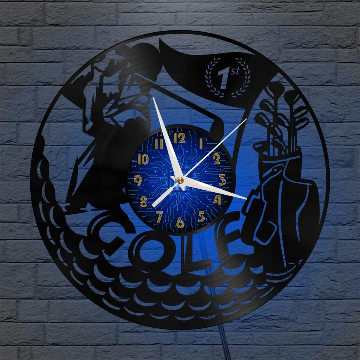 Generic Golf Decoration Vinyl Wall Clock, Vinyl Record Clock Wall Art Silent & Non-Ticking(12 inchs B-LED), Blue