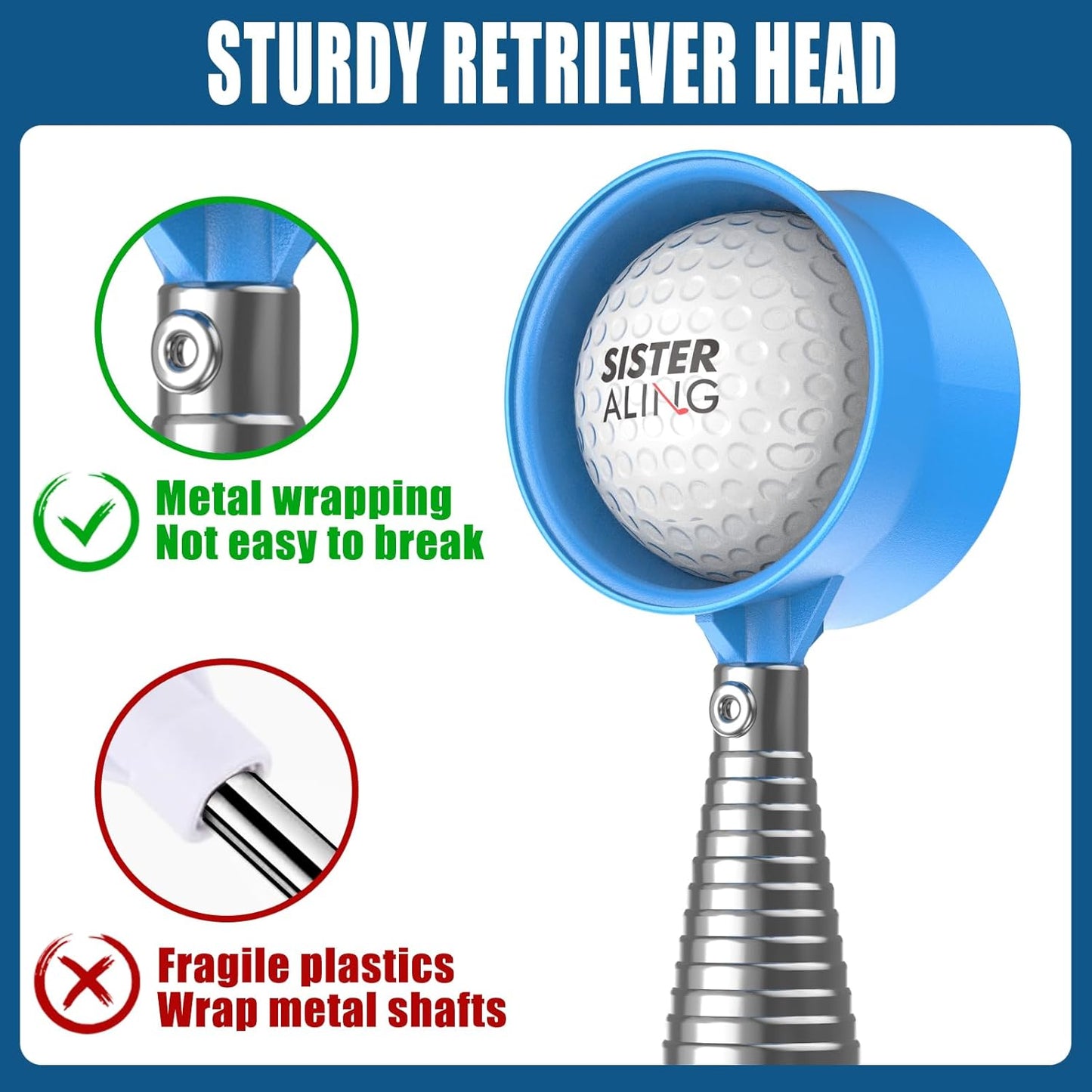 9ft/12ft Water Telescopic Golf Ball Retriever，Classic and Durable Stainless Steel Picker Upper, The Best Accessory Gift for Men and Women Golfers.